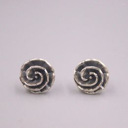 Stud Earrings Real Silver 925 For Women Female Girl Gold Retro Flower National Style Personality