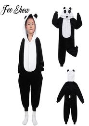 Kids Cute Animals Panda Hooded Pyjamas Sleepwear Boys Girls Carton Winter Flannel Jumpsuit Sleepwear Child Sleep Costumes7036519
