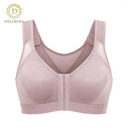 Bras DELIMIRA Women's Posture Front Closure Bra Plus Size Wireless Back Support Full Coverage Unlined