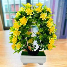 Decorative Flowers Beautiful No Trimming Artificial Flower Bonsai Plastic Crease Resistant Faux Potted Plant For Outdoor