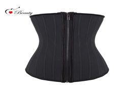 Whole2016 Zipper And Hooks Latex Waist Trainer 25 Steel Bone Waist Training Corsets Underbust Waist Cincher Zip And Clip Wais1598646