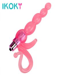 IKOKY Erotic Products Vibrating Anal Plug Silicone Waterproof Dildo Anal Sex Toys for Women Men Anal Beads Vibrator Butt Plug S1015077029