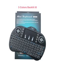 Three Color Backlit Wireless mini Keyboard I8 24GHz Remote control Touchpad Handheld multitouch QWERTY with Three Color Backlit 5852031