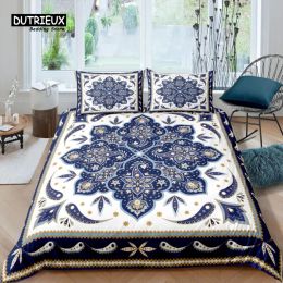 Set Home Living Luxury 3D Mandala Bedding Set Fatima Duvet Cover Pillowcase Queen and King EU/US/AU/UK Size Comforter Bedding Sheer Curtains
