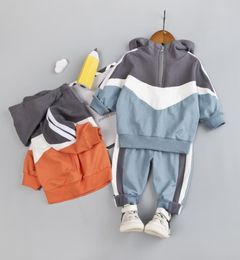 spring autumn Baby Boy Clothes Set Children Clothing Sets Spell Colour Long Sleeve Hooded CoatPants Kids Casual Sets 14Years5379381