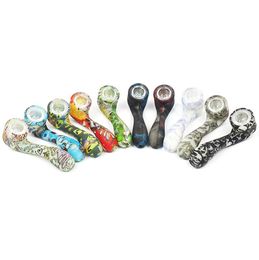 Smoking Pipes Glow in the dark and Printed Spoon Pipe Silicone Tobacco Bubbler Oil Rig Portable4183890