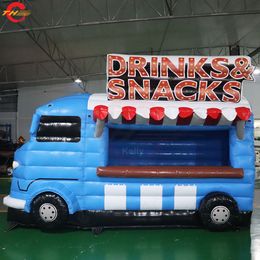 free door ship custom made 4x3x3.5mH (13.2x10x11.5ft) with blower inflatable food truck Drinks snack booth stand for sale