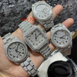 Hip Hop Uhr Iced Out VVS Moissanit Mechanische Armbanduhr Iced Out Uhr Moissanit