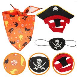 Cat Costumes Halloween Kitten Hat Bandana Pet Pirate Costume Kit Skull Eye Patch Captain Dress Up