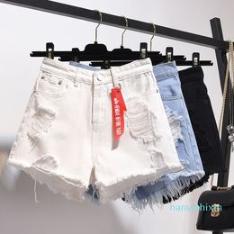 Summer High Waisted Denim Shorts Women Plus Size 5xl Loose Hole Tassels