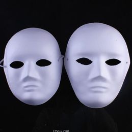 Full face men women Paper Pulp Plain White Masquerade Masks Adult DIY Fine Art Painting Party Masks Net weight 40g 10pcs/lot