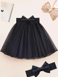 Skirts Bow High Waist Mesh Tutu Black Skirt Short Tulle For Women 2024 Spring