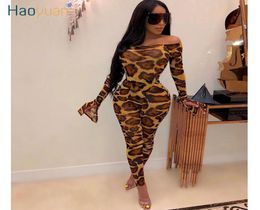 HAOYUAN Mesh Sheer Leopard Camouflage Two Piece Set Women Festival Clothing Sexy Rompers Top Pant Matching 2 Piece Club Outfits Y23554636