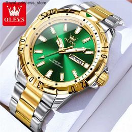 Other Watches OLEVS Mens Diving Style Classic Fashion Mens Original Quartz Bracelet Date Week Display Waterproof and Luminous Reloj Q240301