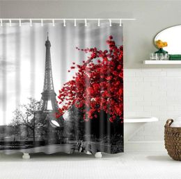 Dafield Bathroom Accessories Shower Curtain Vintage Paris Tower Butterfly Design Retro Bathroom Accessories Home Decoration4750507