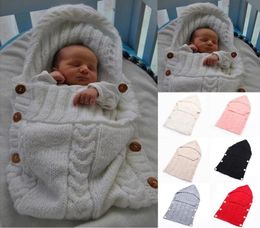 6 Colours Pyjamas Newborn Baby Infant towel Knit Sleeping Bag Warm Wool Blends Crochet Knitted Hoodie Swaddling Wrap Good quality4049750