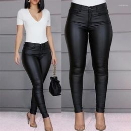 Women's Pants Fashion 2024 Spring Solid PU Leather Fashionable And Sexy Small Feet For Women Long