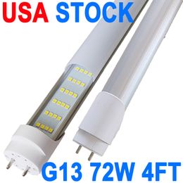 LED T8 Light Tube 4FT, Dual-End Powered Ballast Bypass, 7200Lumens 72W (150W Fluorescent Equivalent), Milky Cover AC85-265V Lighting Tube Fixtures Lights crestech