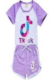 Tiktok Outfit For Teenage Boy Girl Clothing Summer Tik Tok Children Print Cotton T Shirt Top TeeShorts Pant 2PC Set Kid Casual Sp9673111