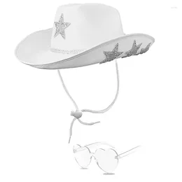 Berets Cowgirl Hat Flickering Cowboy And Sunglasses For Music Festivals Versatile Knight