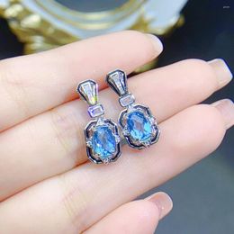 Stud Earrings FS Fashion Real S925 Sterling Silver Inlay 5 7 Natural Topaz With Certificate Fine Weddings Jewelry For Women MeiBaPJ