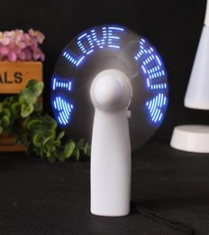 USB Gadgets Unique Handheld USB Flash LED Love Pattern Mini Fan Super Mute Battery Operated Cooling Desktop for Travel Office Use5324968