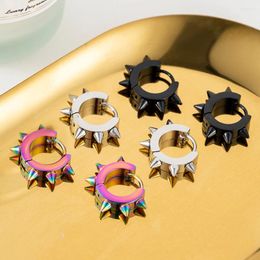 Stud Earrings Women's Punk Stainless Steel Men's Ear Studs Spike Rivet Hoop Huggie Black Pierced Earring For Women ManJewelry Gifts