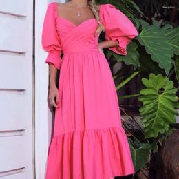 Casual Dresses 2024 Spring Autumn Women's Clothing Solid Colour Fashion Waist Trimming Loose Long Dress Temperament And
