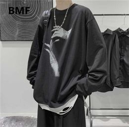 Fall Long Sleeve TShirt Fashion Loose Ulzzang Print Tops Hip Hop Oversized T Shirts Men Clothing Korean Style Clothes 2201249673980