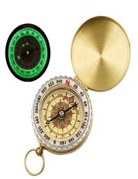 Luminous Brass Pocket Compass Sports Camping Hiking Portable Brass Pocket Fluorescence Compass Navigation Camping Tools Party Favo3463038