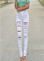 Autumn Summer Women Casual Hole Jeans High Waist Skinny Pant Pencil Jeans Slim Ripped Sexy Female Girls Trousers Jeans 2010306956125