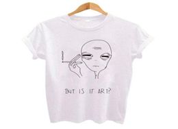 Polyester TShirt Women Summer Tees Tops Harajuku But Is It Art Tee Shirt Ladies Robe White Tees Top Casual T Shirts Female1064725