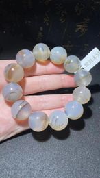 Loose Gemstones 20.5mm Ocean Jade Chalcedony Natural Flower Bracelet Beautiful White Colour Pattern Precious Accessories Gem Jewellery