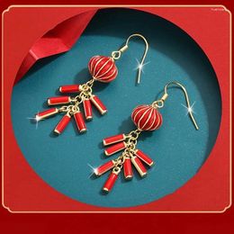 Dangle Earrings Women's Year Lucky Red Chinese Style Creative Lantern Drop 2024 Lady Fun Unique Tassel Ear Accessories