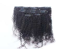 Hair extension clips for african american hair 100g Natural Color Afro kinky clip ins 8pcs human hair clip in extensions for black6065140