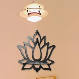 Decorative Plates Lotus Flower Corner Shelf Black Display Wooden Wall Holder For Decor Storage Bedroom Office Home Gift Women