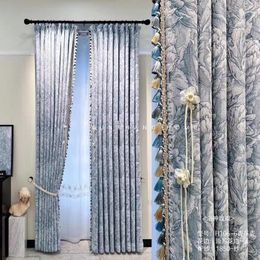 Curtain French Style Countryside Curtains For Living Room Thickened Shading Light Luxury Chenille Jacquard Pattern Window