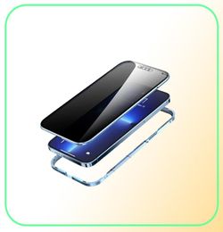 Privacy Protection Magnetic Metal Cases For iPhone 11 12 13 14 Pro Max Mini XS XR X SE2 8 7 6S 6 Plus 360 Doublesided Tempered Gl5606952