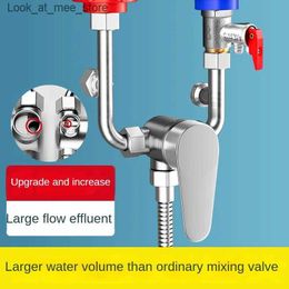 Bathroom Sink Faucets 304 stainless steel electric water heater mixing valve bathroom shower hot water faucet accessories U-shaped valve switch Q240301