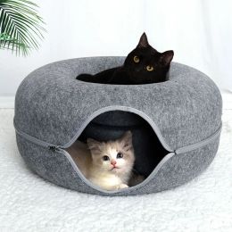 Mats Pet Cat Tunnel Bed Indoor Cats House Cave Dual Use Interactive Toys Funny Round Kitten Exercising Products Cat Training Toy