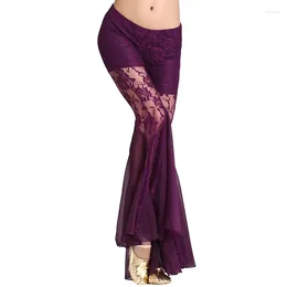 Stage Wear Belly Dance Pants Women Practice Sexy Oriental Lace Flared Trousers Bottoms Costume