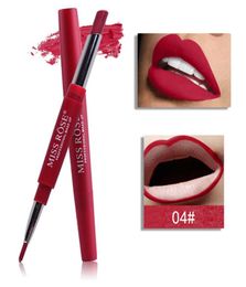MISS ROSE 2 In 1 Lip Liner Pencil 8 Color Lipstick Lip Beauty Makeup Waterproof Nude Color Cosmetics Lipliner Pen Party Lip Stick4174729