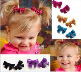 fashion Color Bling Bow Sequin European Children Girls Barrette Baby Girls Glitter Clasp Hair Band Kids Hair Princess Girls Hairpi4797556