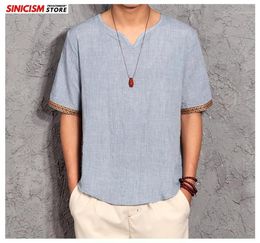 Sinicism Store Men Cotton Linen Vintage 5XL TShirts Men Summer Casual TShirts Male Short Sleeve Chinese Style Tees Clothes 202013905538