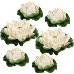 Decorative Flowers 6pcs Artifical For Outdoors Live Artificial Floating With Water Pad Pond