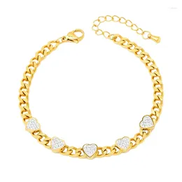 Link Bracelets 316L Stainless Steel Trendy White 3D Love Chain Jewelry Versatile Temperament High-end Bracelet For Woman
