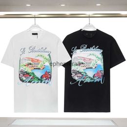 Men's T-Shirts designer clothes shirt cashew flower pentagram tassel oversized fit t-shirt eagle smudged soaring wagle casual tassel shirts B1 240222