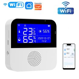 Control Tuya Wifi Temperature Sensor with External Probe Lcd Screen Remote Monitor Alarm Indoor Thermometer Hygrometer Smart Life App