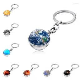 Keychains Universe Galaxy Starry Sky Time Gem Double-sided Glass Ball Keychain Key Chain