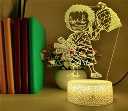 USB LED Night Light Anime 3D Table Lamp Touch Switch Nightlight Roronoa Zoro Figure Kids Room Decor One Piece Cool Gift for Fans7302557